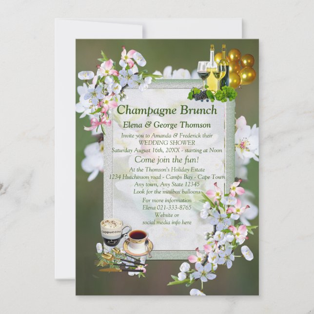 Invitation Annonces de Brunch Cherry Blossom (Devant)