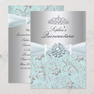 Invitation Annonces de Couronnement Quinceanera Tourbillon Bl