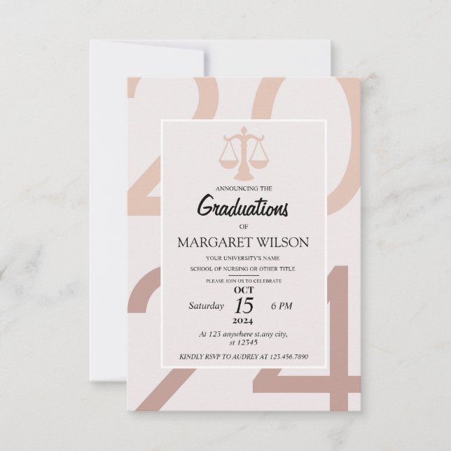 Invitation annonces de début de carrière de typographe avocat (Devant)