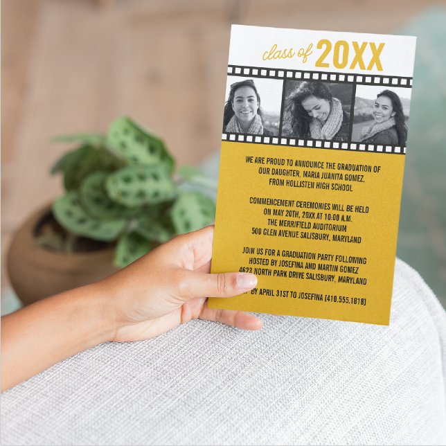 Invitation Annonces de diplôme de photographie [Or] (Créateur téléchargé)