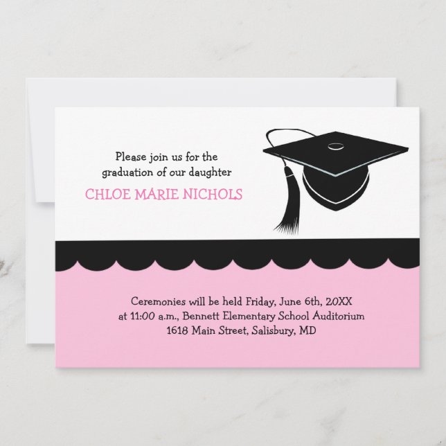 Invitation Annonces de diplôme pour enfants (pour une fille) (Devant)