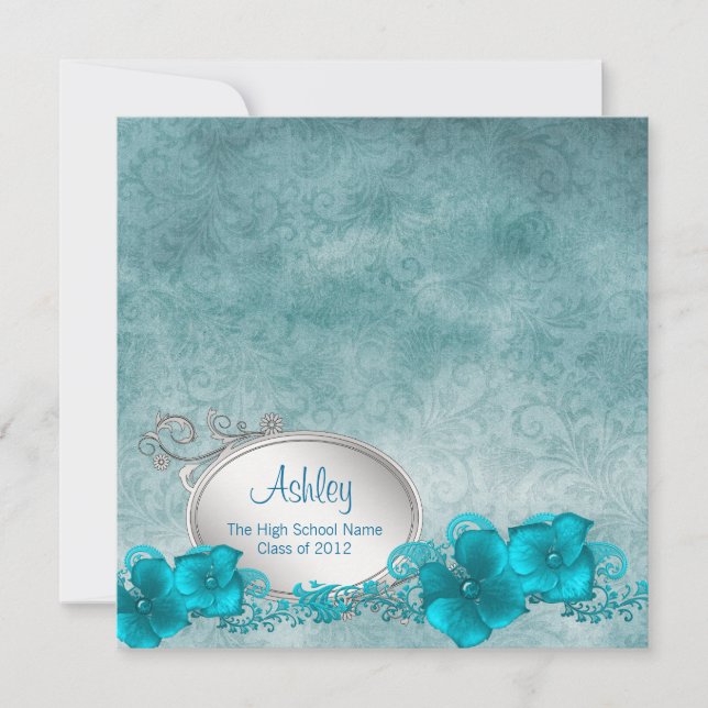 Invitation Annonces de graduation de filles Turquoise Blue Da (Devant)