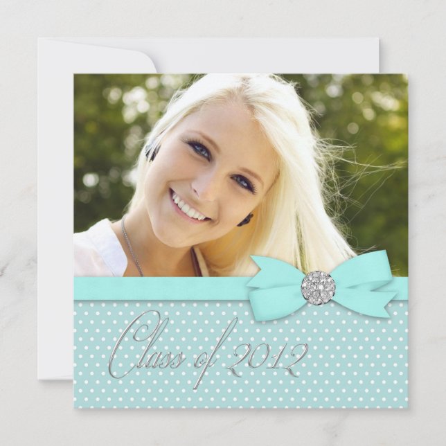 Invitation Annonces de graduation photo bleu turquoise (Devant)