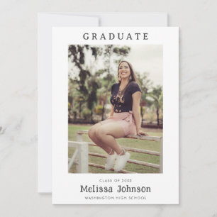 Invitation Annonces de graduation photo personnalisée minimal