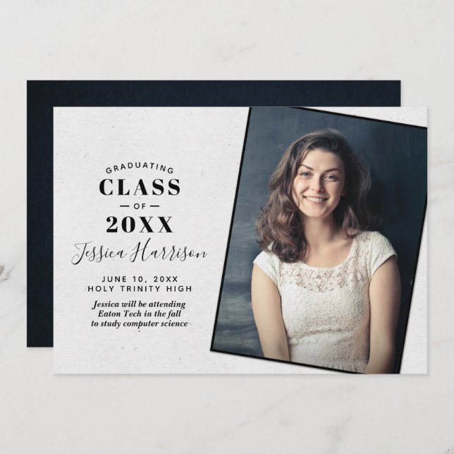 Invitation Annonces De Graduation Photo Simply Chic (Devant / Derrière)