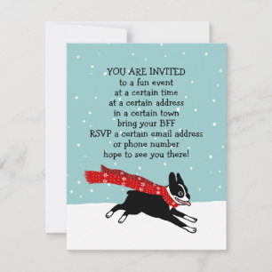 Invitation Annonces de la fête Terrier de Boston Winter Holid