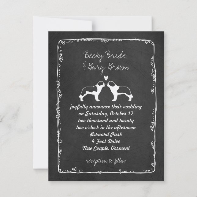 Invitation Annonces de mariage silhouettes de chien Saint-Ber (Devant)