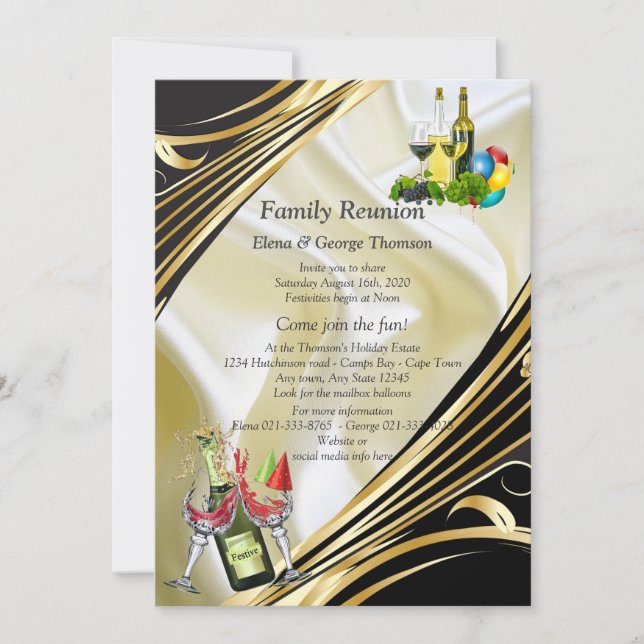 Invitation Annonces de Réunion Gold on Champagne Silk (Devant)