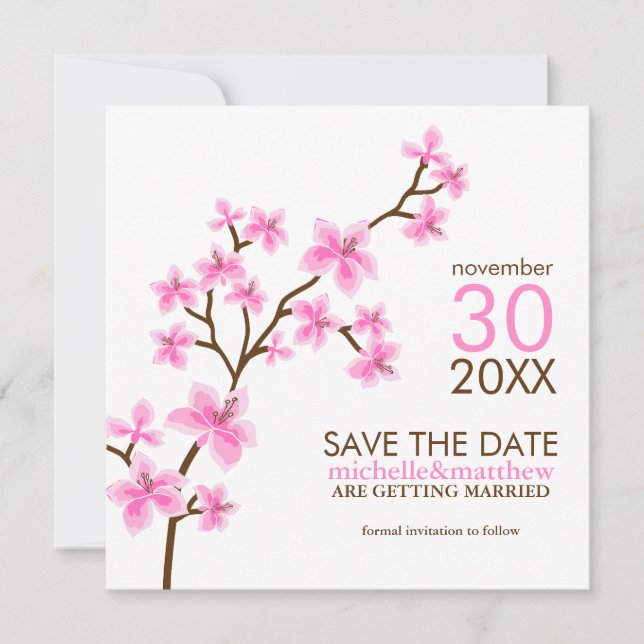 Invitation Annonces de sauvegarde de date des fleurs de ceris (Devant)