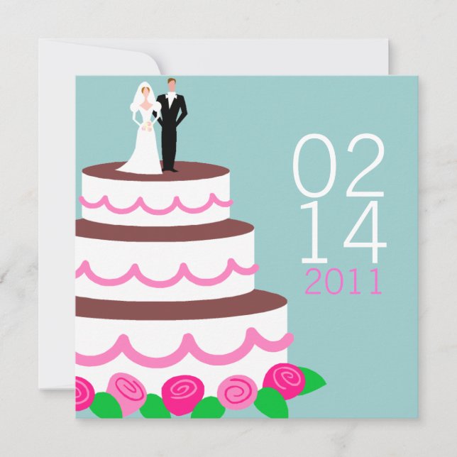 Invitation Annonces de sauvegarde de date {Gâteau de Mariage} (Devant)