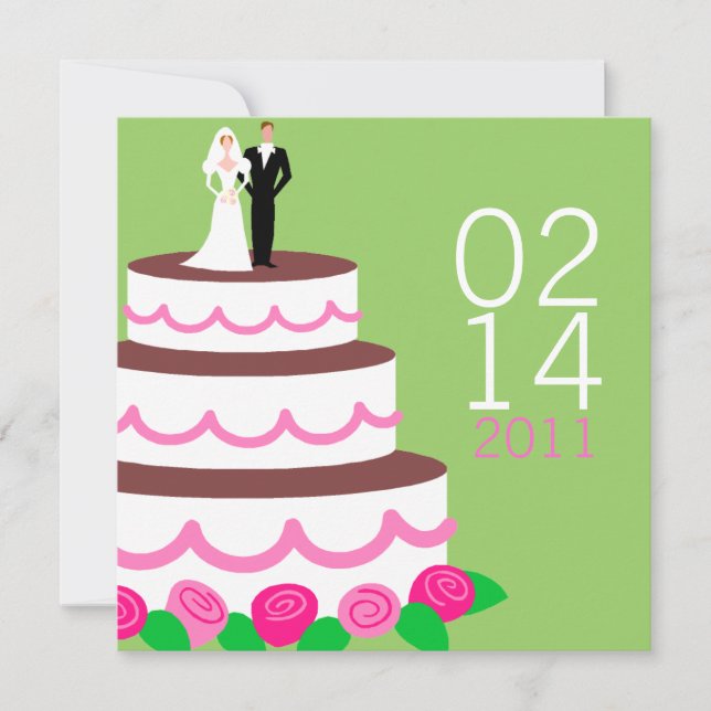 Invitation Annonces de sauvegarde de date {Gâteau de Mariage} (Devant)