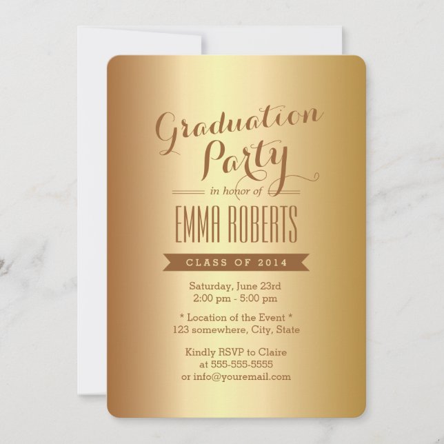 Invitation Annonces d'élégante Gold Foil Graduation Party (Devant)