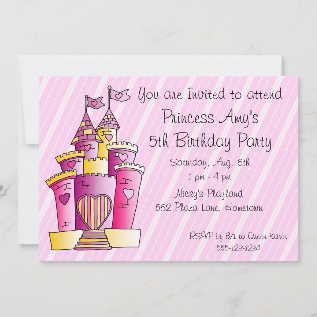 Invitation Annonces d'invitations de PRINCESSE anniversaire (Devant)
