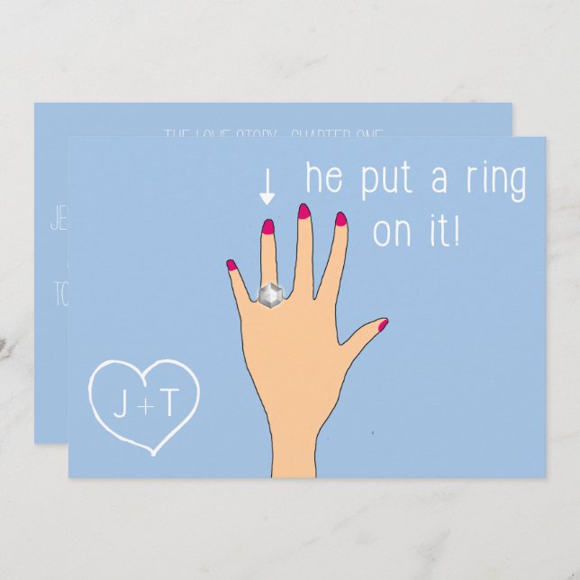 Invitation Annonces Fiançailles Modernes (Devant / Derrière)