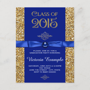 Invitation Annonces Royal Blue and Gold Graduation