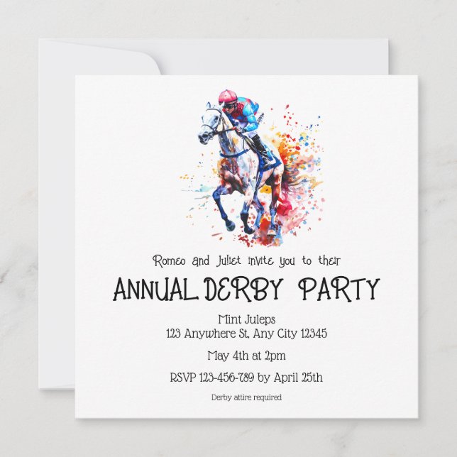 Invitation annuelle du Derby Party (Devant)