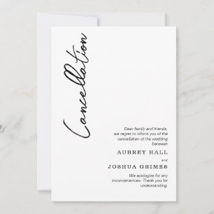 Invitation Annulation de mariage noir blanc moderne élégant