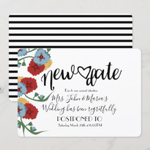Invitation Annulation de mariage Nouvelle date florale report