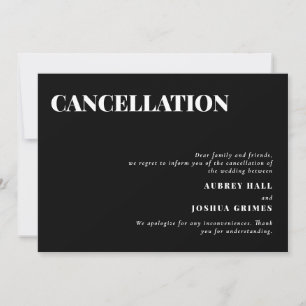 Invitation Annulation du Mariage minimal Black Clean