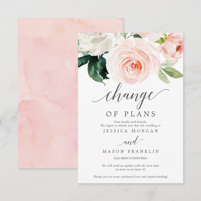 Invitation Annulation du mariage - Reportée - Changement de p (Devant / Derrière)