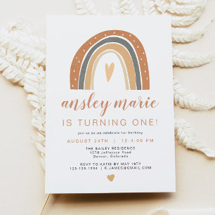 Invitation ANSLEY Boho Burange Rust Rainbow Anniversaire