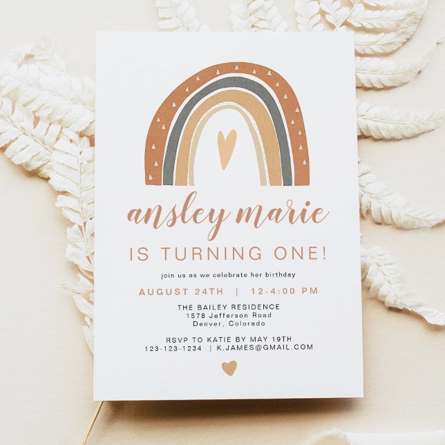 Invitation ANSLEY | Boho Burange Rust Rainbow Anniversaire (Créateur téléchargé)