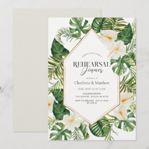 Invitation Anthurium blanc et Hibiscus Dîner de répétition fl