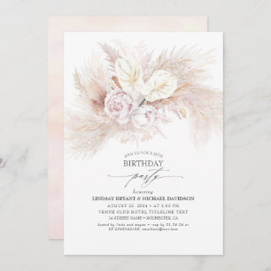 Invitation Anthurium blanc et Pampas Grass fête d'anniversair