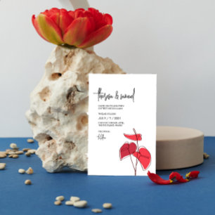 Invitation Anthurium ・ Dessin Floral ・ Décontracté Moderne