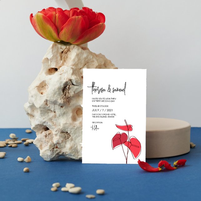 Invitation Anthurium ・ Dessin Floral ・ Décontracté Moderne (Créateur téléchargé)