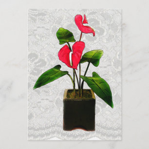 Invitation Anthurium rouge au Planter