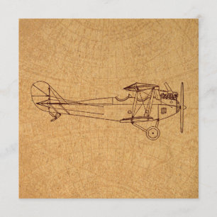 Invitation Antique avion Retro Classic Aviation Style