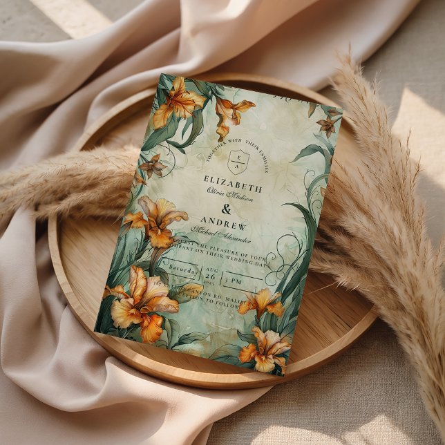 Invitation Antique Botanical Lily Wedding (Créateur téléchargé)