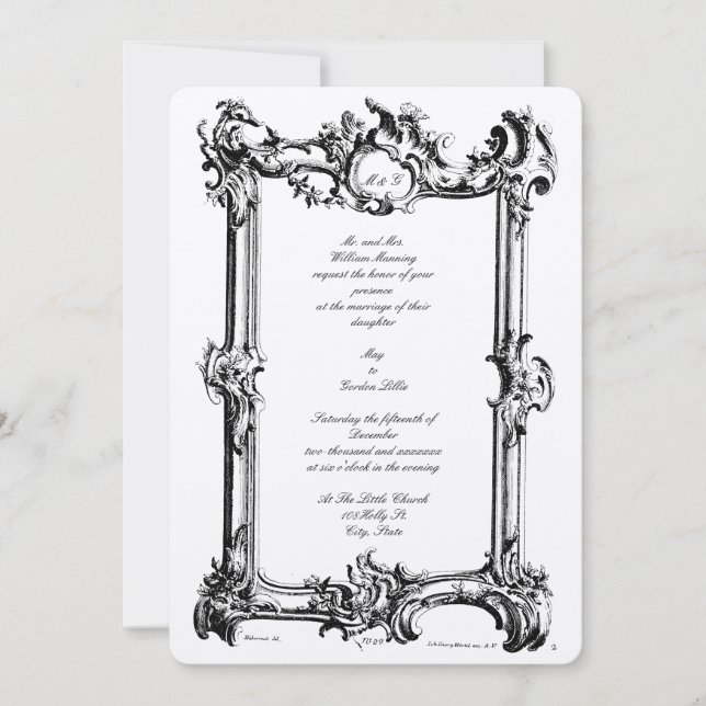 Invitation Antique cadre rococo baroque du XVIIIe siècle (Devant)