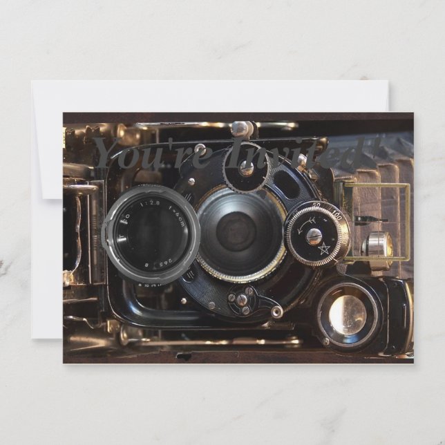 Invitation Antique Caméra Photographie Vintage Lens Film (Devant)