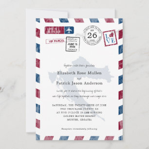 Invitation Antique colis Airmail à Croatie Mariage