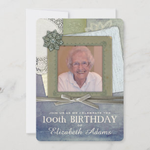 Invitation Antique Collage Feminine Photo personnalisée