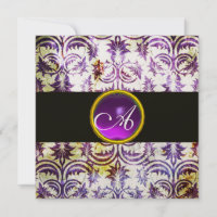 ANTIQUE DAMASK MONOGRAS, violet blanc, champagne