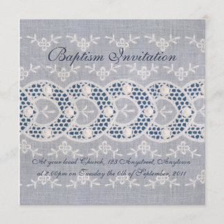 Invitation antique de baptême de broderie