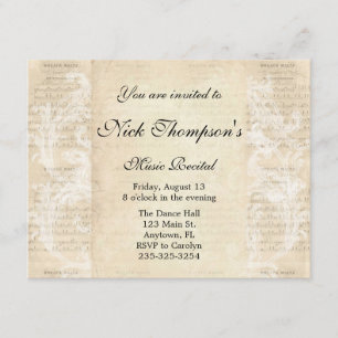 Invitation antique de considérant de musique