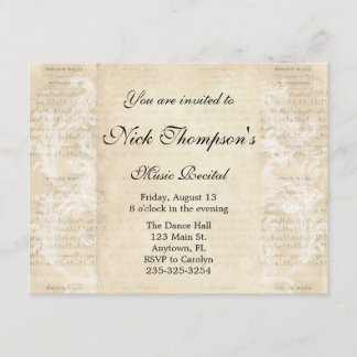 Invitation antique de considérant de musique