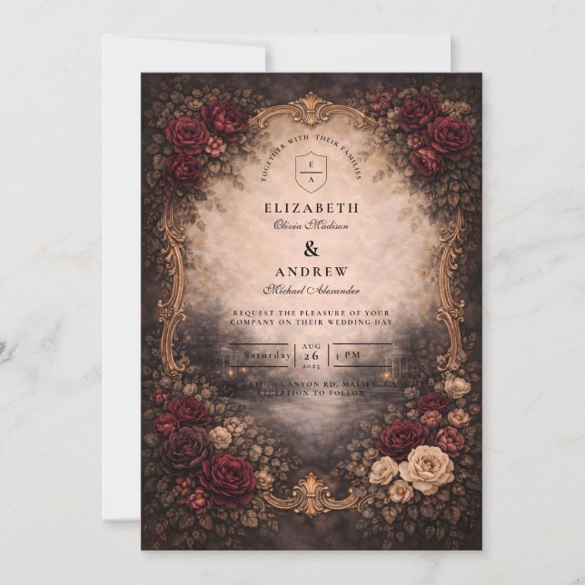 Invitation Antique European Baroque Wedding (Devant)