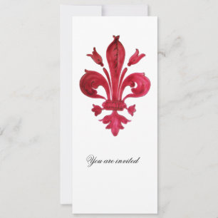 Invitation ANTIQUE FLEUR ROUGE DE LIS Damask Gem Monogramme