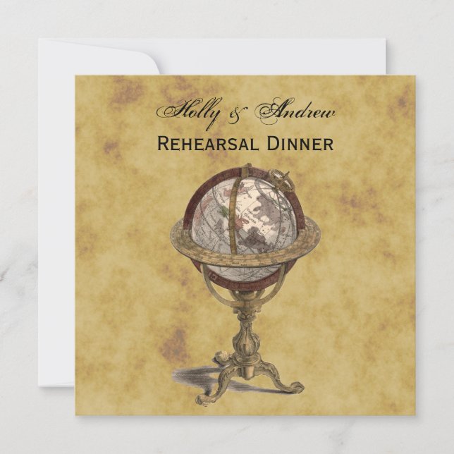 Invitation Antique Globe Distressé BG SQ Répétition Din (Devant)