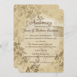 Invitation Antique Gold Country Grange 50e anniversaire Maria