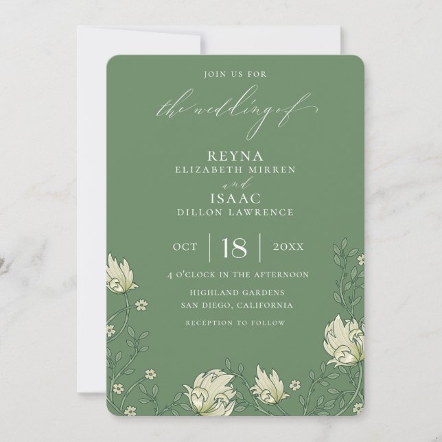 Invitation Antique Green English Ivy Mariage (Devant)