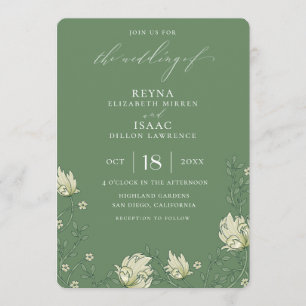 Invitation Antique Green English Ivy Mariage