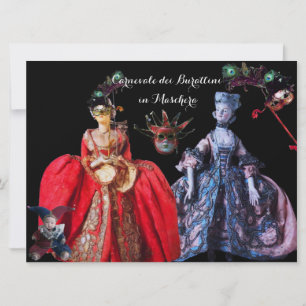 INVITATION ANTIQUE ITALIENNE PUPPETS MASQUERADE COSTUME PARTI