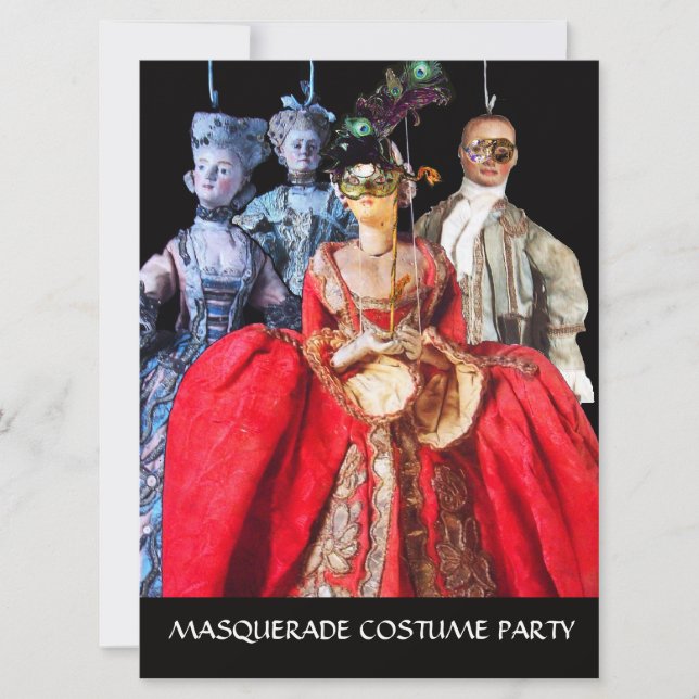 INVITATION ANTIQUE ITALIENNE PUPPETS MASQUERADE COSTUME PARTI (Devant)