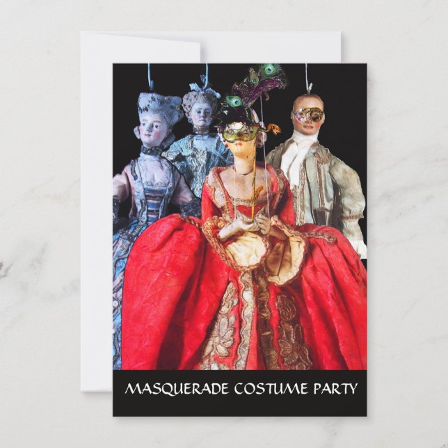 INVITATION ANTIQUE ITALIENNE PUPPETS MASQUERADE COSTUME PARTI (Devant)